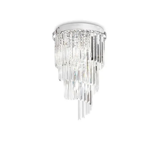Carlton PL8 8 Light Chrome with Crystals Flush Ceiling Light