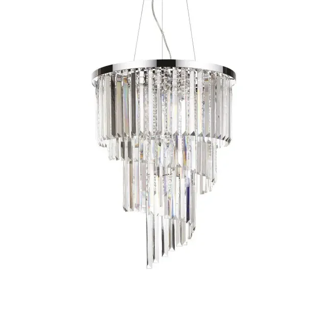 Carlton SP12 12 Light Chrome with Crystal Chandelier Pendant Light