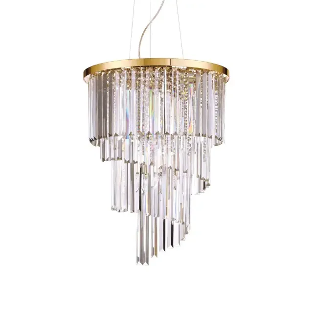 Carlton SP12 12 Light Gold with Crystal Chandelier Pendant Light