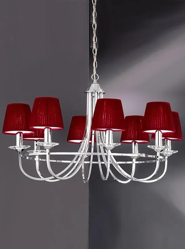 Carousel 8 Light Chrome with Crystal Candle Pan Pendant Light