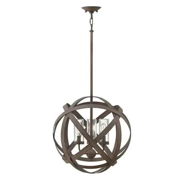 Carson 3 Light Vintage Iron IP44 Pendant Light