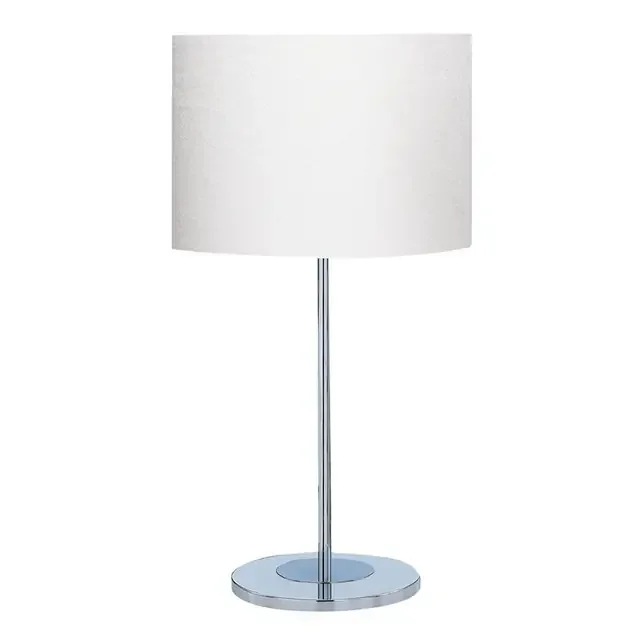 Carter Satin Silver and Chrome with Ivory Drum Shade Table Lamp