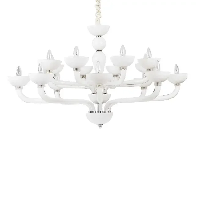 Casanova SP16 16 Light White Glass Candle Cup Chandelier