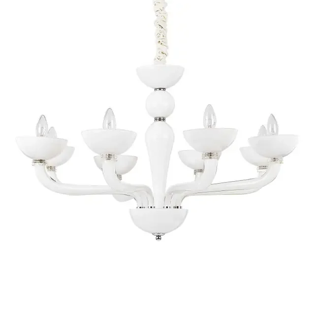 Casanova SP8 8 Light White Glass Candle Cup Chandelier