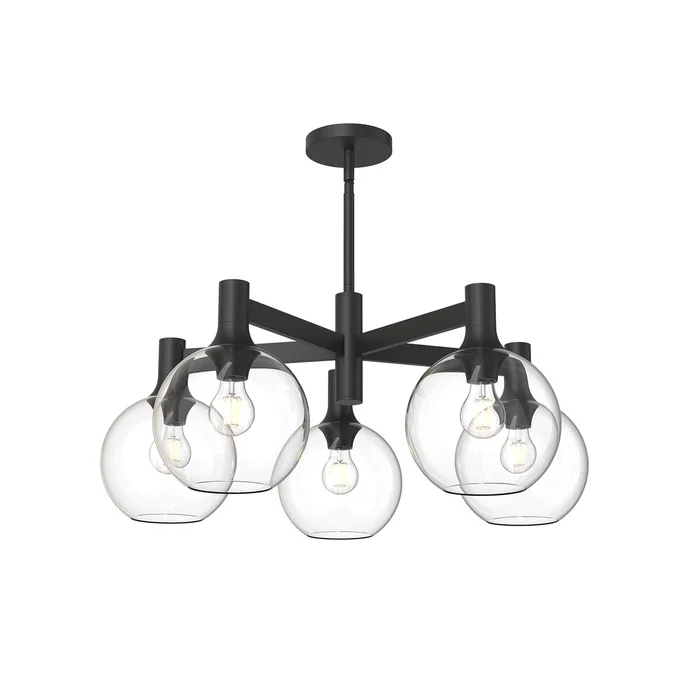 Castilla Five Light Chandelier in Clear Glass/Matte Black (452|CH506129MBCL)
