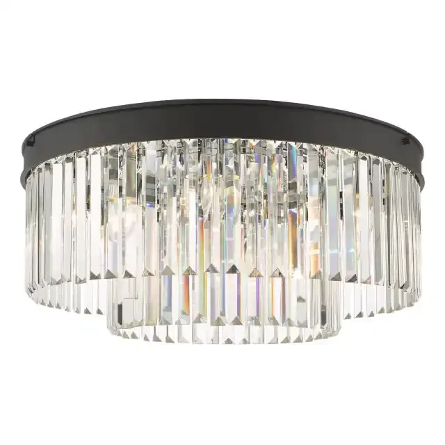 Celeus 6 Light Anthracite with Crystal Flush Ceiling Light