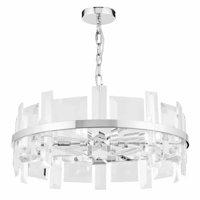 Cerezo 5 Light Chrome and Glass Crystal Circular Modern Pendant Light