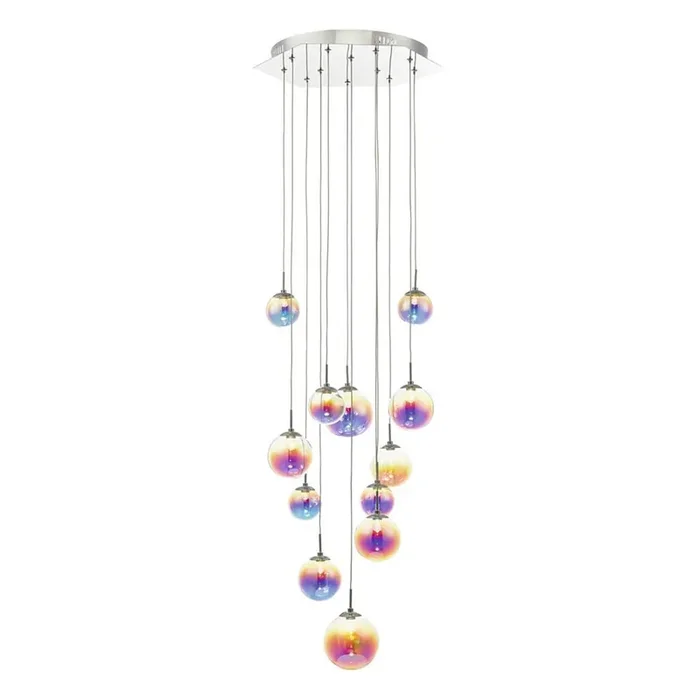 Cesario LED Polished Chrome & Multicolour 12 Lamp Cluster Pendant Light