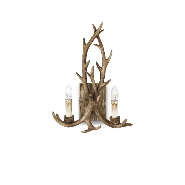 Chalet AP2 2 Light Beige with Resin Horns Wall Light