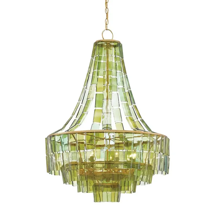 Chartreuse Green Glass Chandelier