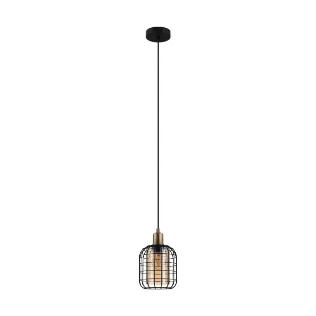 Chisle Black with Bronze and Amber Glass Pendant Light