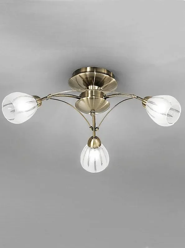 Chloris 3 Light Bronze with Frosted Glass Semi Flush Ceiling Light