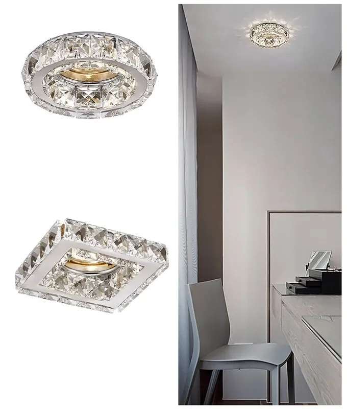 Chrome & Crystal Elegance GU10 Downlight – Cut Asfour Crystal for Dining Rooms & Bedrooms