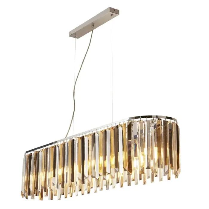 Chrome & Mixed Colour Coffin Crystal Vintage 8 Lamp Bar Pendant Light 100cm