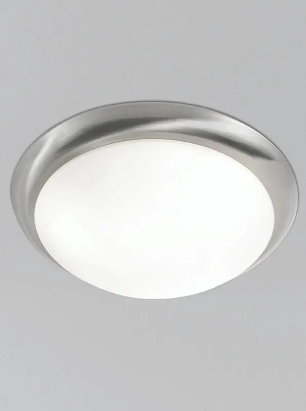 Circular 2 Light Satin Nickel with Matt White Diffuser Flush Ceiling Light