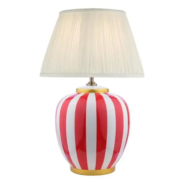 Circus Ceramic White and Red with White Shade Table Lamp