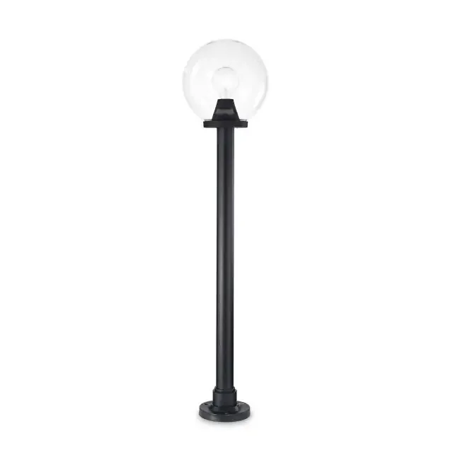 Classic Globe PT1 Black with Clear Glass Sphere Resin 130cm P55 Bollard