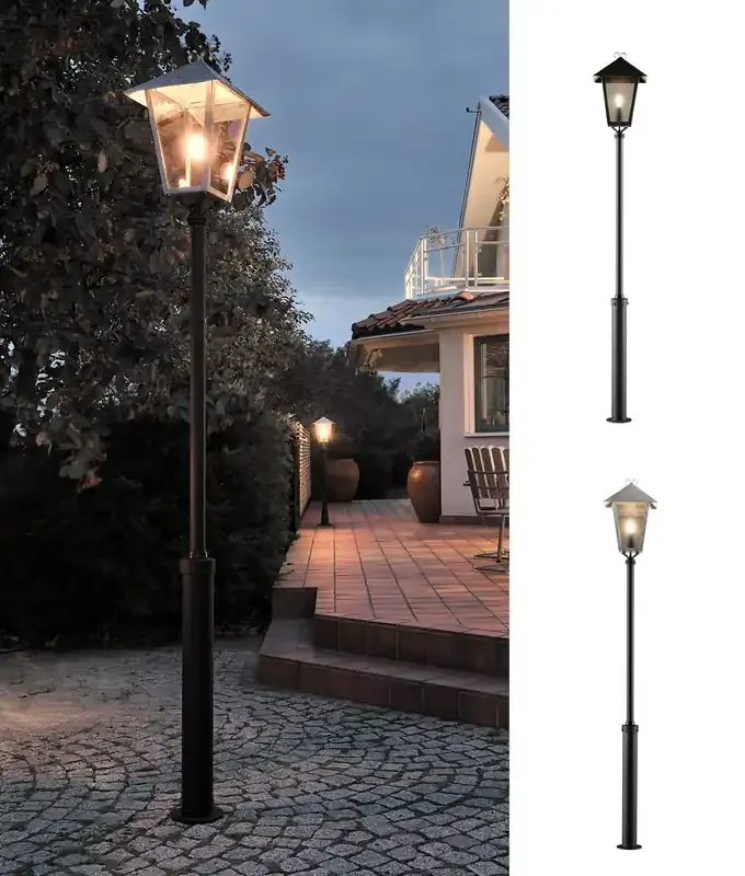 Classic Lamppost with Glass Lantern – Galvanised or Black Steel
