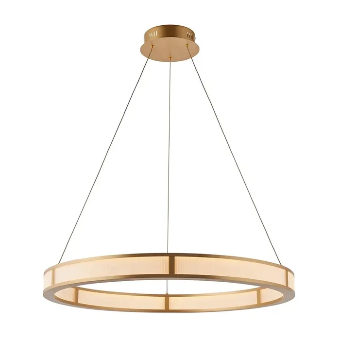 Classic Large Ribbed Hoop Pendant with Frosted Diffuser, 4050LM, 3000K, Dimmable