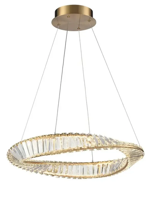 Cleopatra Aged Brass with Crystal 47W LED Ringed Pendant Light