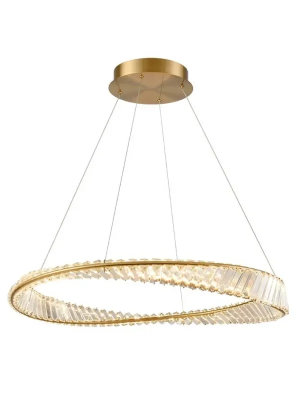 Cleopatra Aged Brass with Crystal 55W LED Ringed Pendant Light