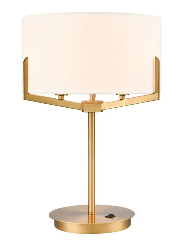 Clifton 3 Light Aged Brass with Cream Shade Table Lamp