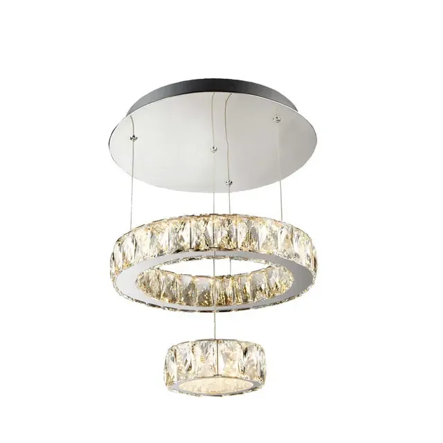 Clover 2 Tier Chrome and Clear Crystal LED Flush Ceiling Light