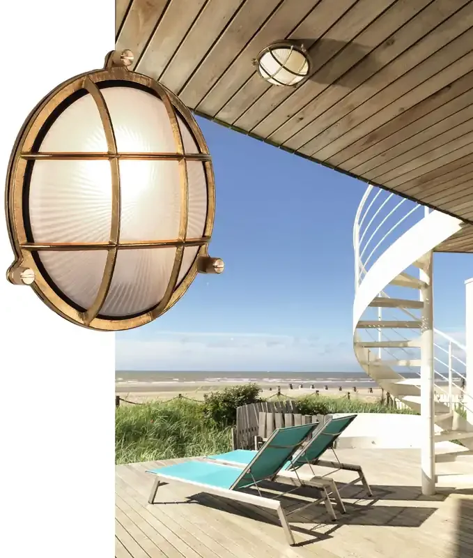 Coastal Round Brass Bulkhead for Ceiling or Wall