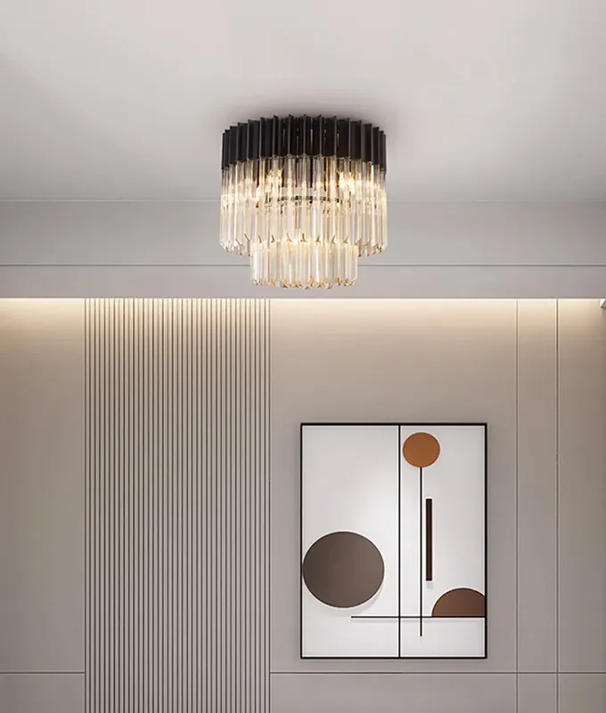 Cognac Colour Sculpted Glass Circular Flush Ceiling Light – 600mm