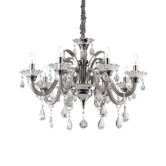 Colossal SP8 8 Light Grey with Crystal Chandelier