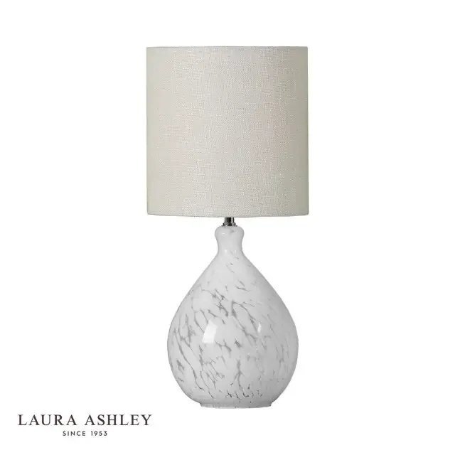 Confetti White Art Glass and Silver with White Shade Table Lamp