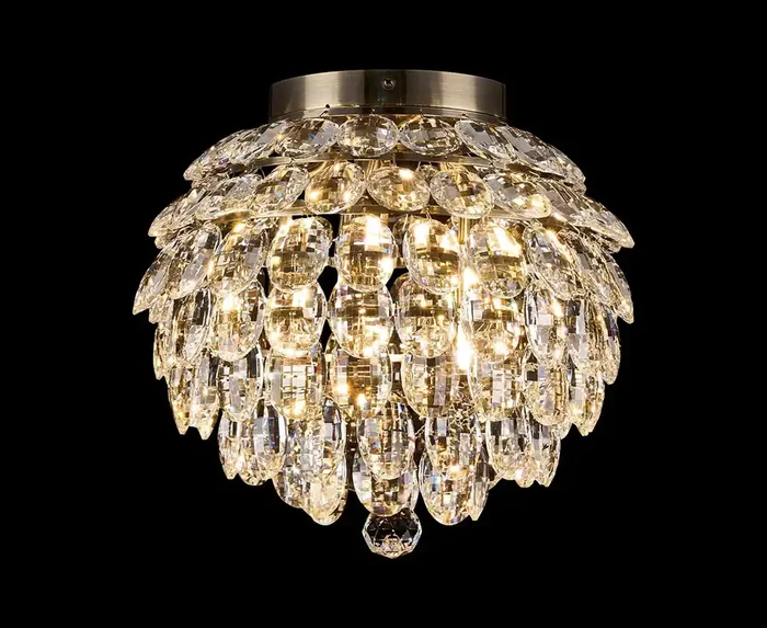 Coniston Medium Crystal IP44 Rated Flush Bathroom Light Fitting, 5 Light G9 (Diyas IL32898)