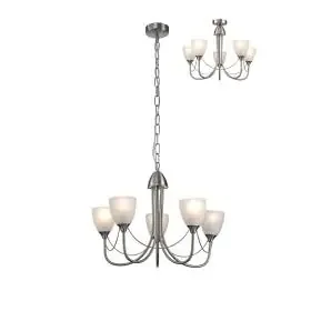 Cooper 5 Light Convertible Ceiling Pendant with frosted shades E14 (Deco)