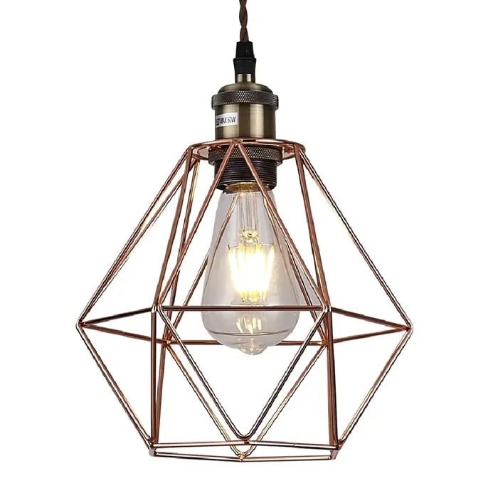 Copper Retro Geometric Bird Cage Easy Fit Shade 22cm