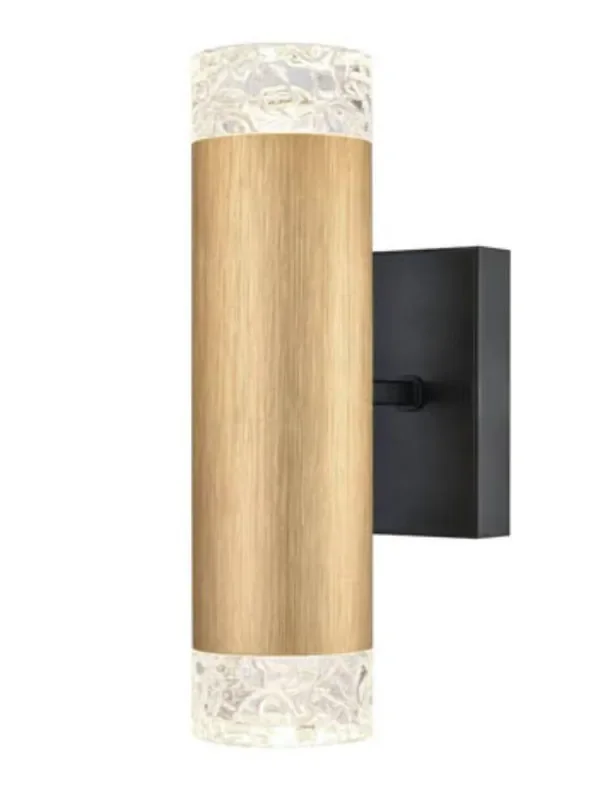 Cordelia 2 Light Brushed Satin Gold and Black Up and Down Wall Light