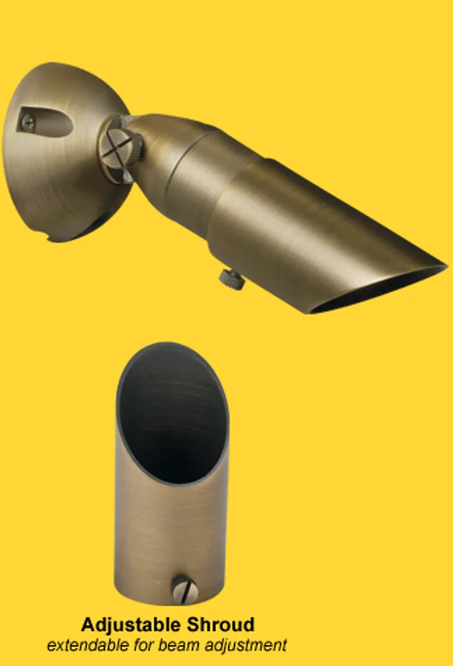 Corona Lighting CL-131B-AB Cast Brass Outdoor Down Light with Adjustable Shroud, 12V, 35W MR11, Antique Bronze