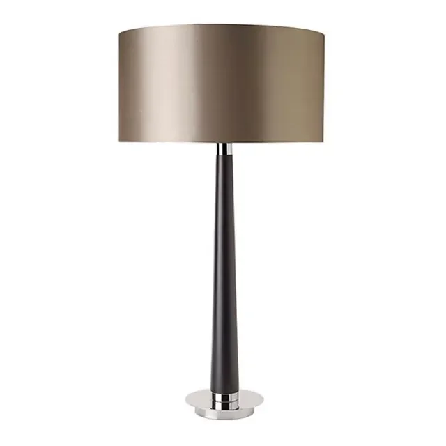 Corvina Chrome with Dar Wood and Mink Shade Table Lamp