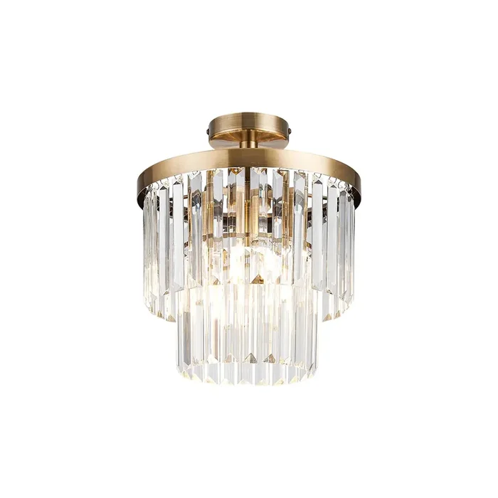 Cosette Semi Flush Ceiling Crystal Chandelier, 3 Light E14