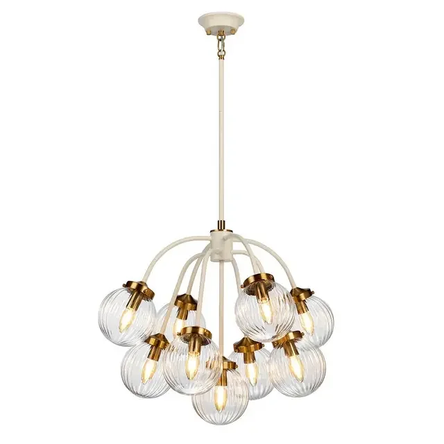 Cosmos 9 Light Aged Brass and Cream Pendant Light