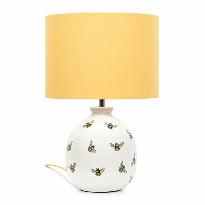 Country Bee Ceramic Table Lamp With Matching Yellow Shade