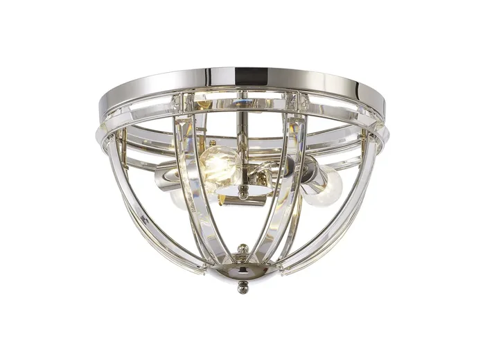 Courage Round Flush, 3 Light E27, Polished Nickel