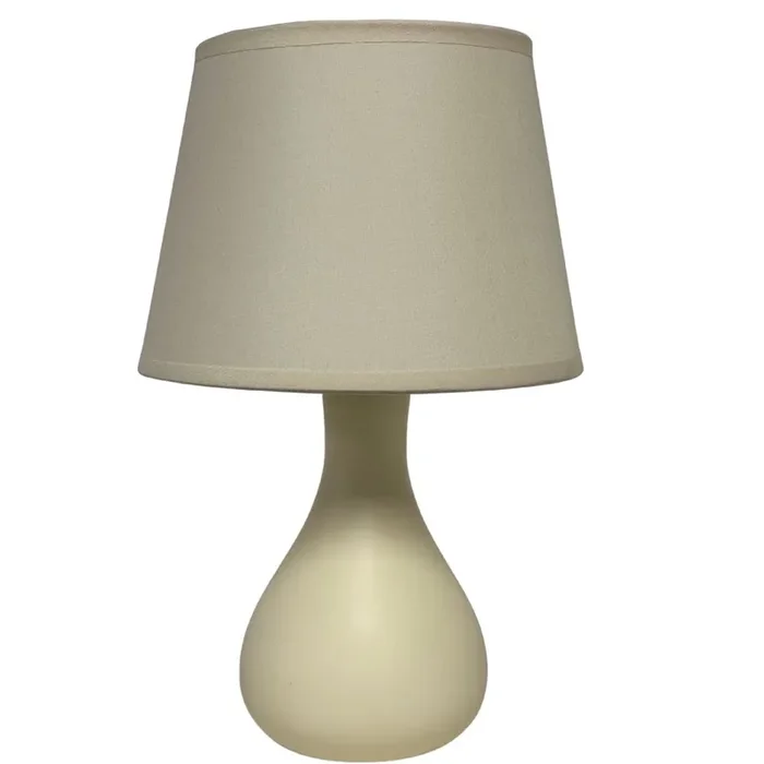 Cream Ceramic Teardrop Modern Table Lamp with Cotton Shade 29cm