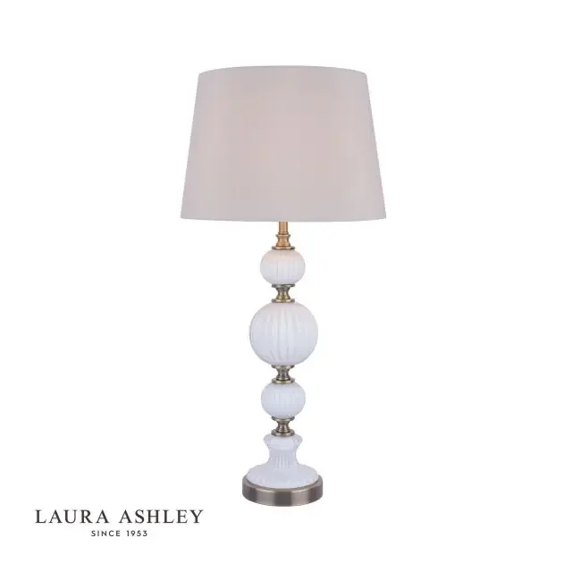 Croxden White with Antique Brass and Ivory Shade Table Lamp