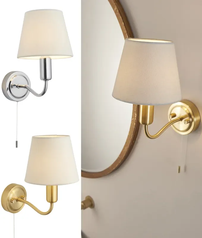 Curved Arm Bathroom Wall Light with Shade – IP44