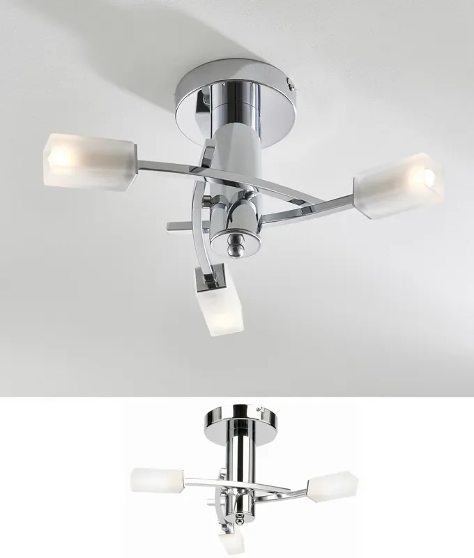 Curved Semi Flush Ceiling Light – Chrome Finish