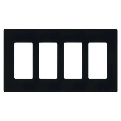 CW-4-BL Claro Wallplate, Gloss Finish, Four-gang In Black