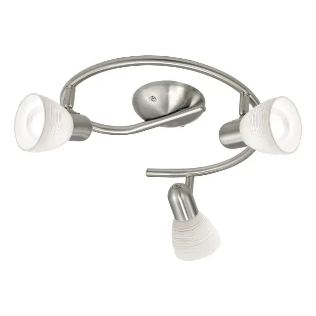 Dakar 3 Light Satin Nickel with White Wiping Technique Glass Shade Spotlight