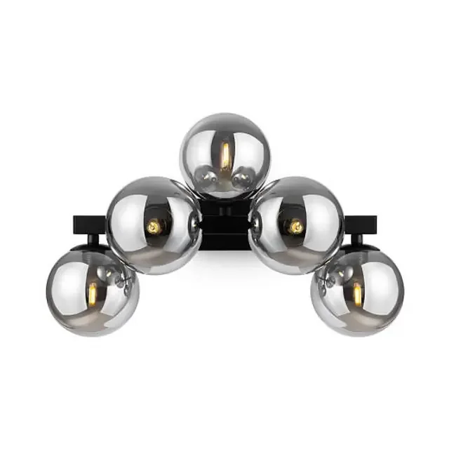Dallas 5 Light Black with Smoke Glass Diffuser Wall Light