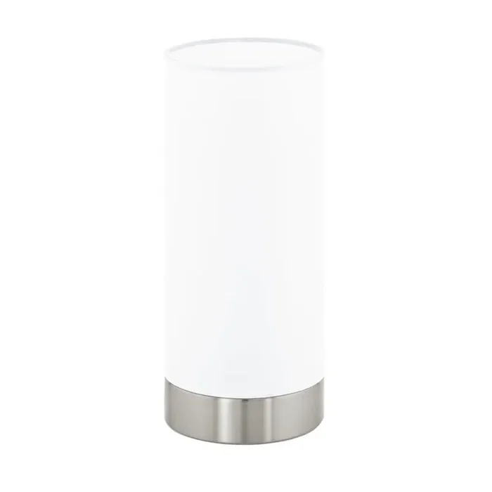 Damasco 1 Satin Nickel & Opal Glass Modern Cylinder Table Lamp
