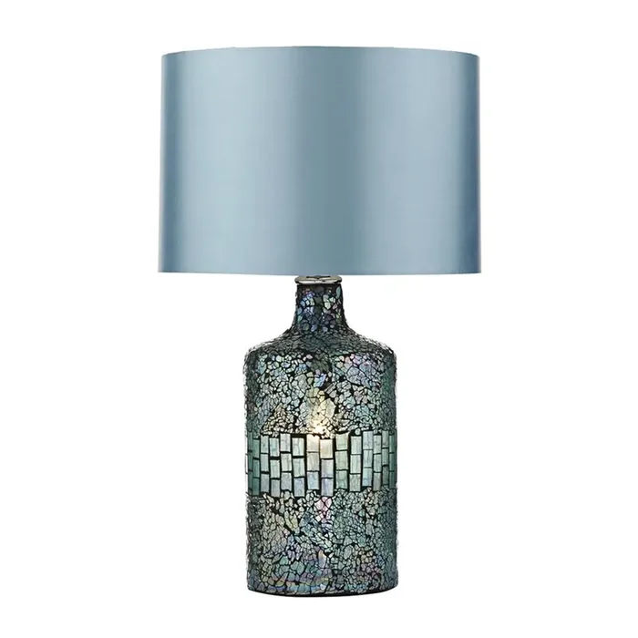 DAR GUR4223 Guru Blue Mosaic Dual Light Source Table Lamp with Shade